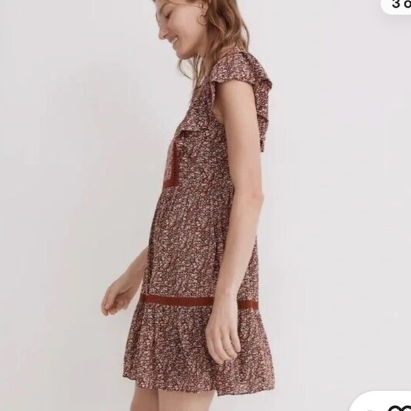 Madewell Flutter Sleeve Cottage Garden Mini Dress Size Small - Picture 4 of 8